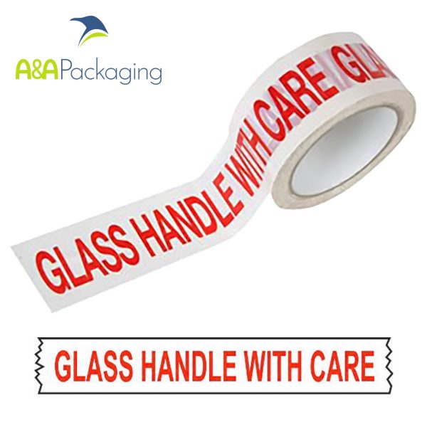 Tape Printed Glass Handle With Care Vinyl 48mm x 66mtr