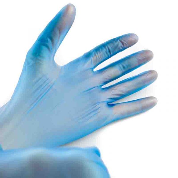 Gloves Disposable Vinyl Blue Pre-Powdered